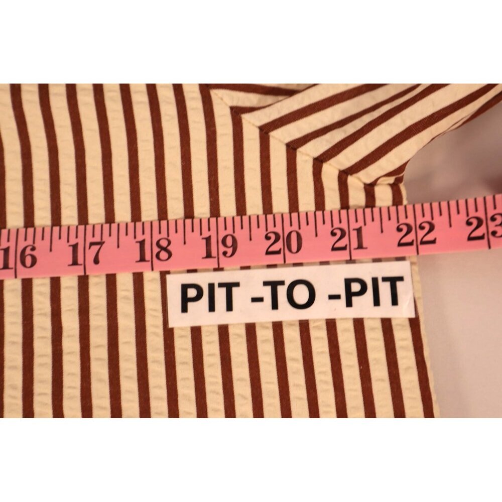 Boohoo women's Striped beach shirt chocolate Button-Up Long Sleeve Size 4 petit - Picture 11 of 16